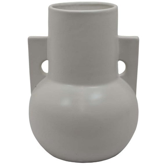 White Handled Ceramic Vase 8.5"W X 11"H
