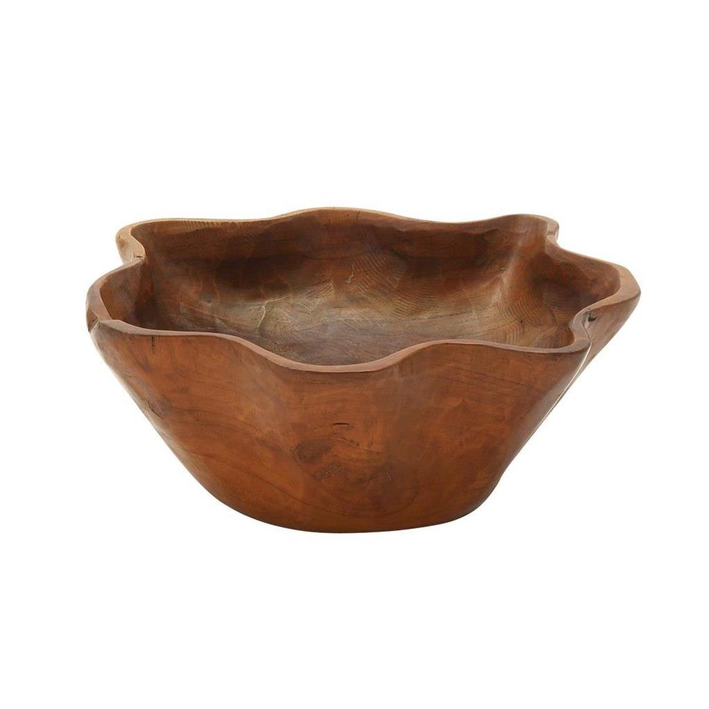 Brown Teak Bowl 12"W x 14"D x 6"H