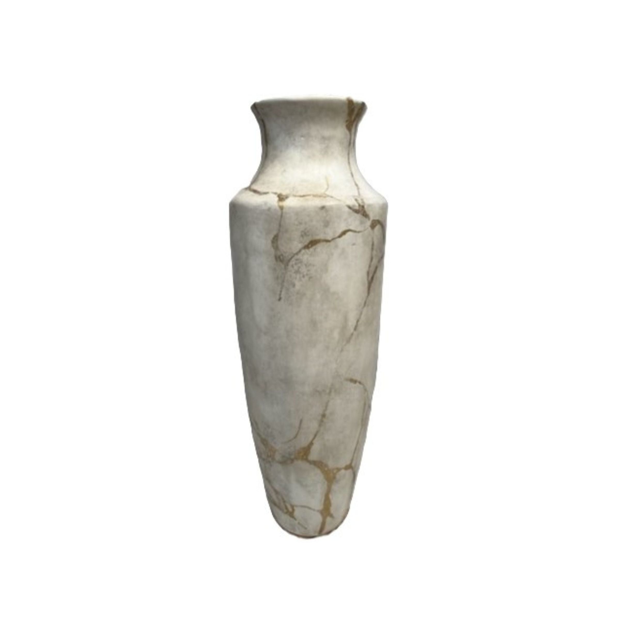 Anphora White and Metallic Gold Small Floor Vase 14"W x 32"H
