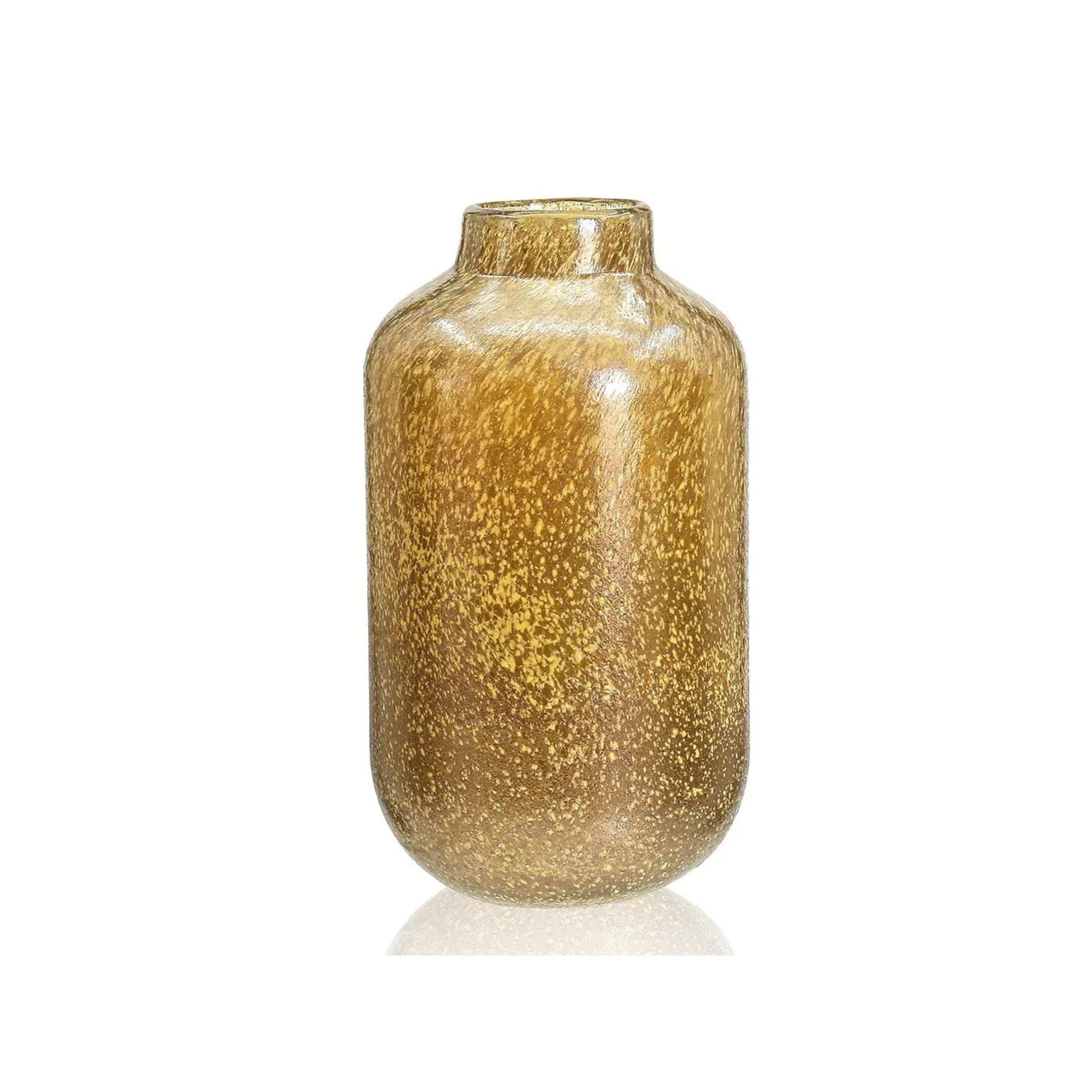 Short Amber Glass Vase 6"W x 11"H