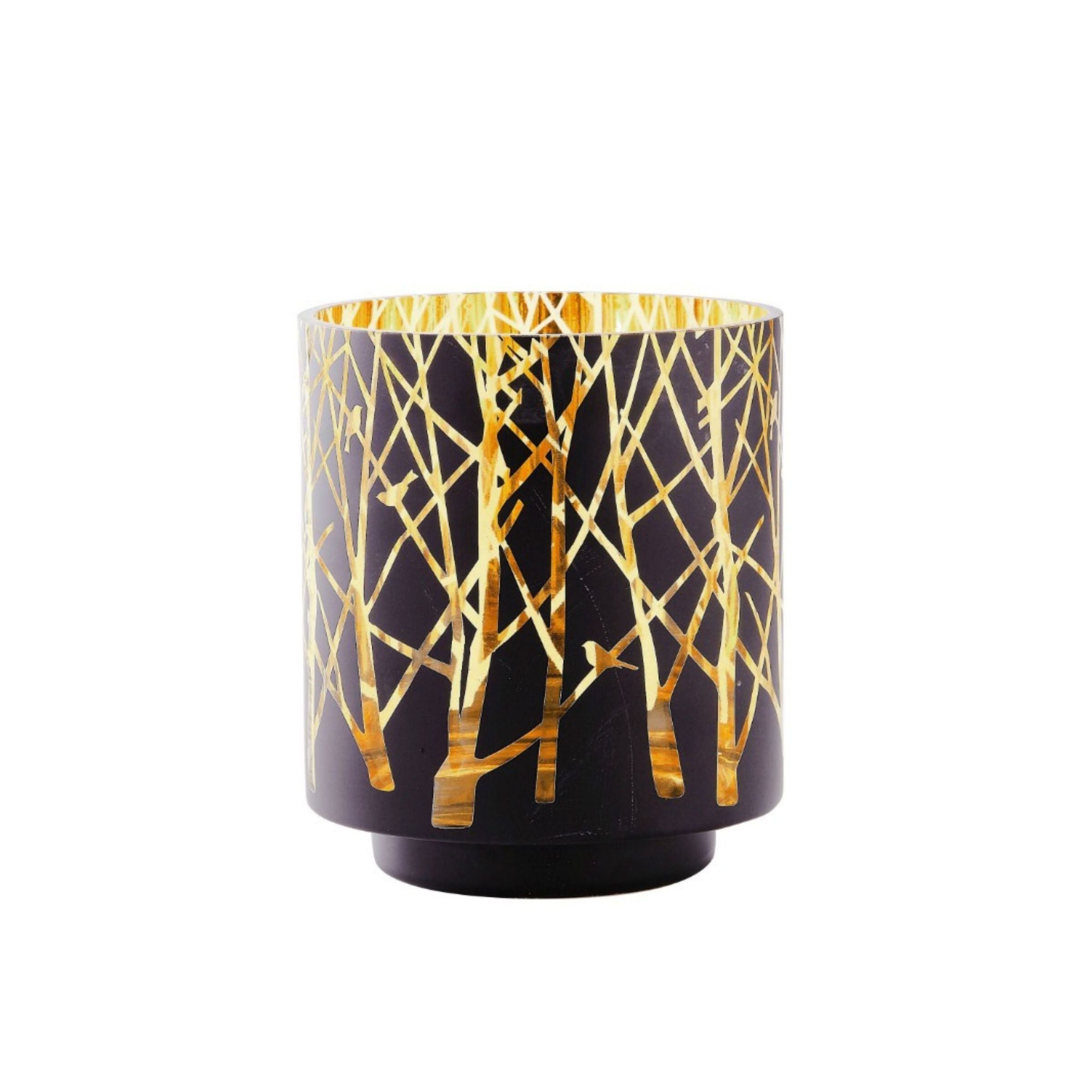 Small Black and Gold Vase With Branches 6"W x 6.5"H