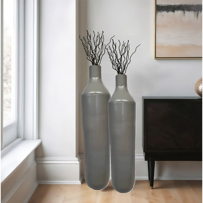 Medium Greige Ceramic Floor Vase 14"W X 50"H