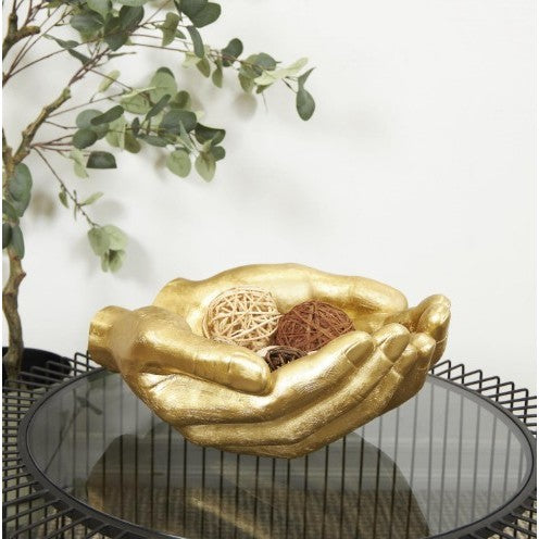 Gold Hands Bowl 16"W x 7"H