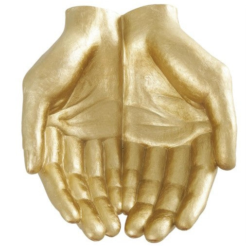 Gold Hands Bowl 16"W x 7"H