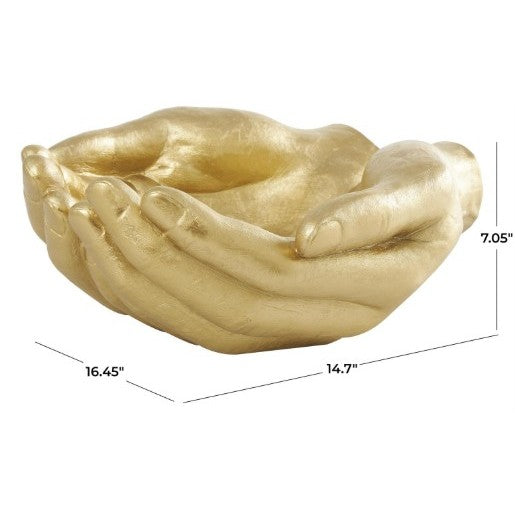 Gold Hands Bowl 16"W x 7"H