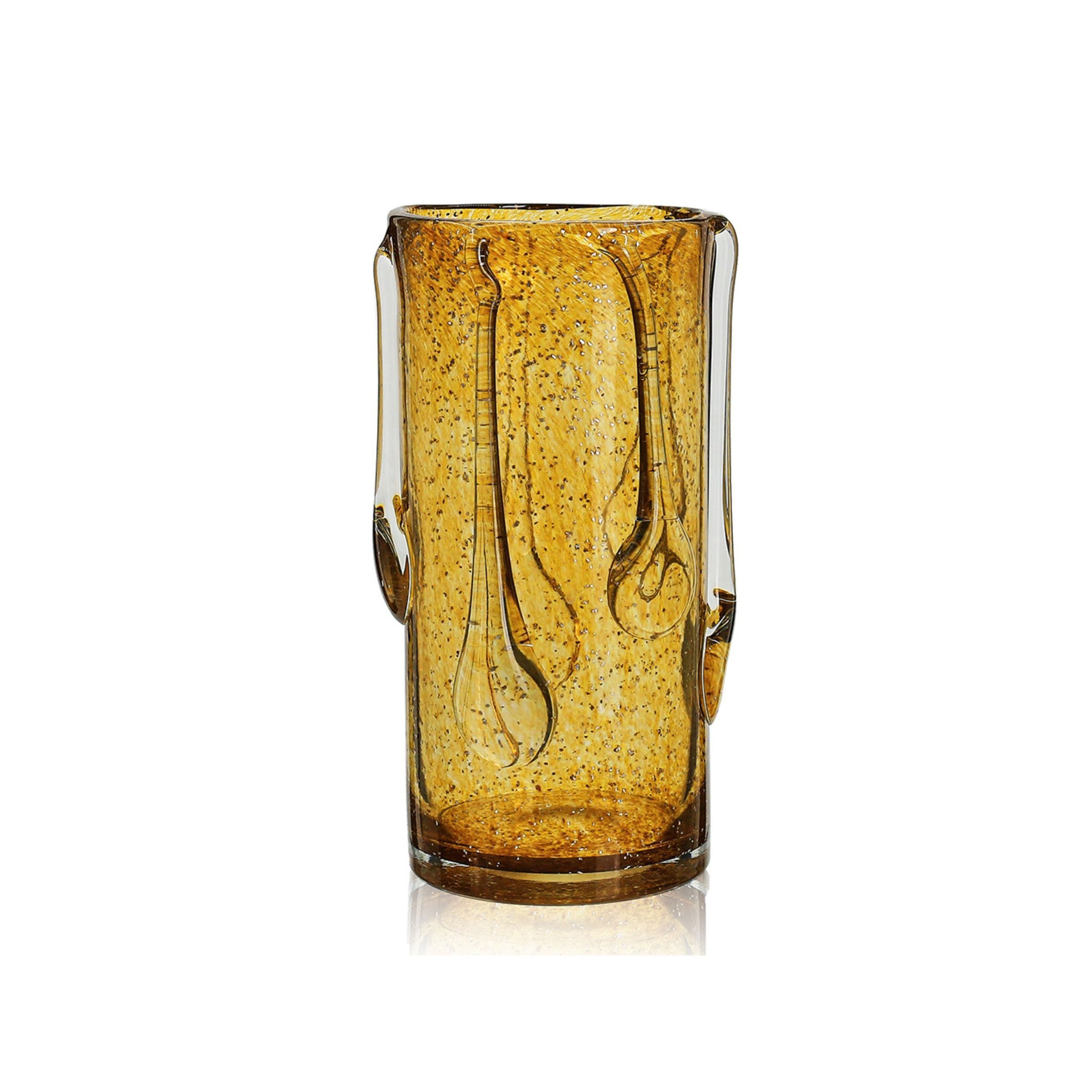 Small Amber Glass Vase 6"W x 11"H