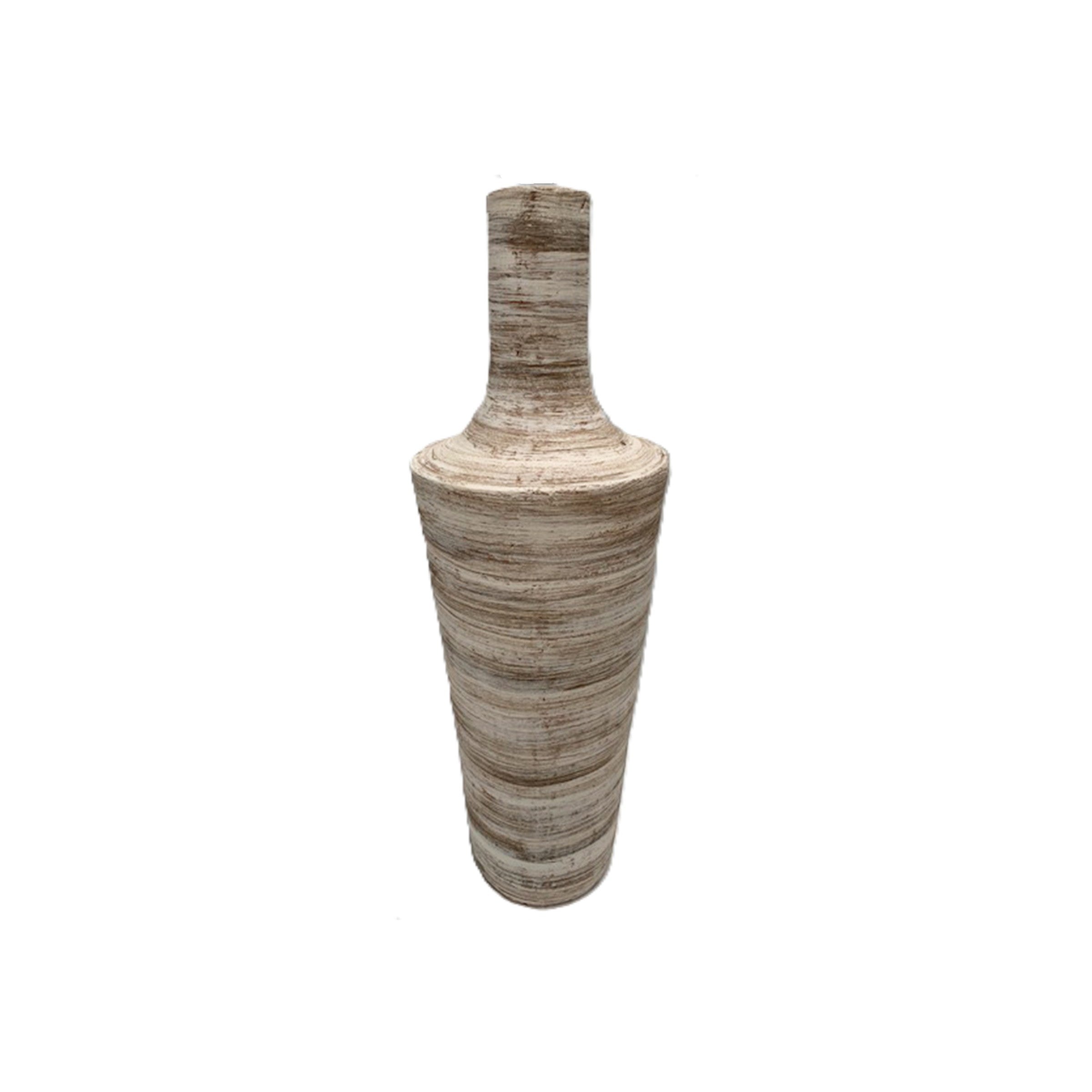 Brown and White Swirl Large Floor Vase 15"W x 51"H