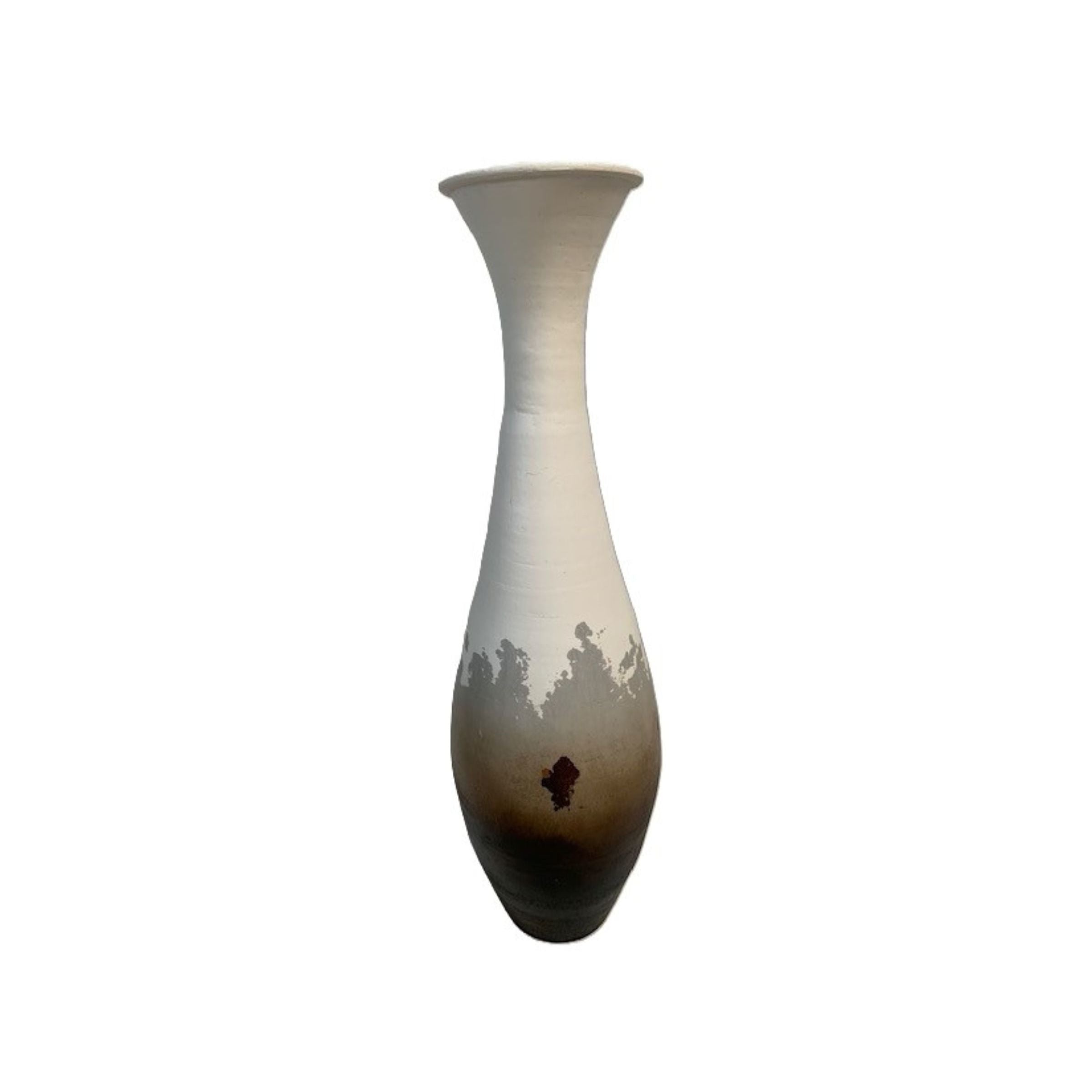 Large Maraca White and Brown Floor Vase 11"W x 51"H