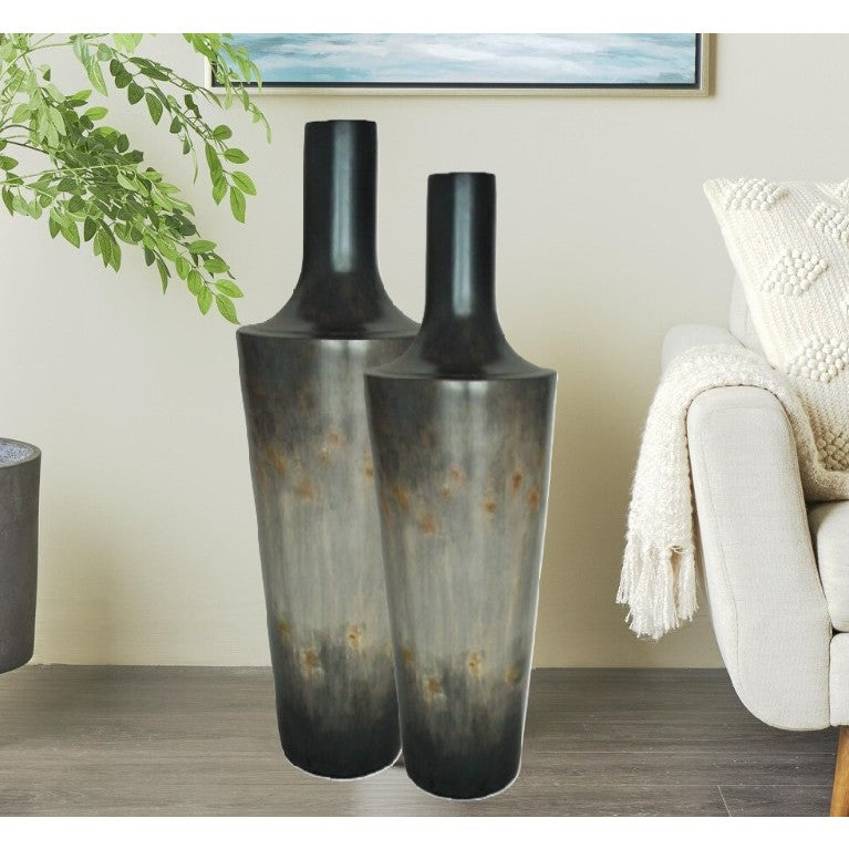 Small Grey Ceramic Floor Vase 15"W x 47"D