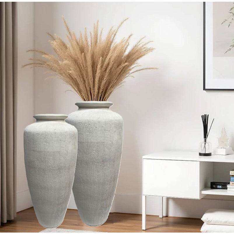 Medium White Ceramic Floor Vase 14"W X 33"H