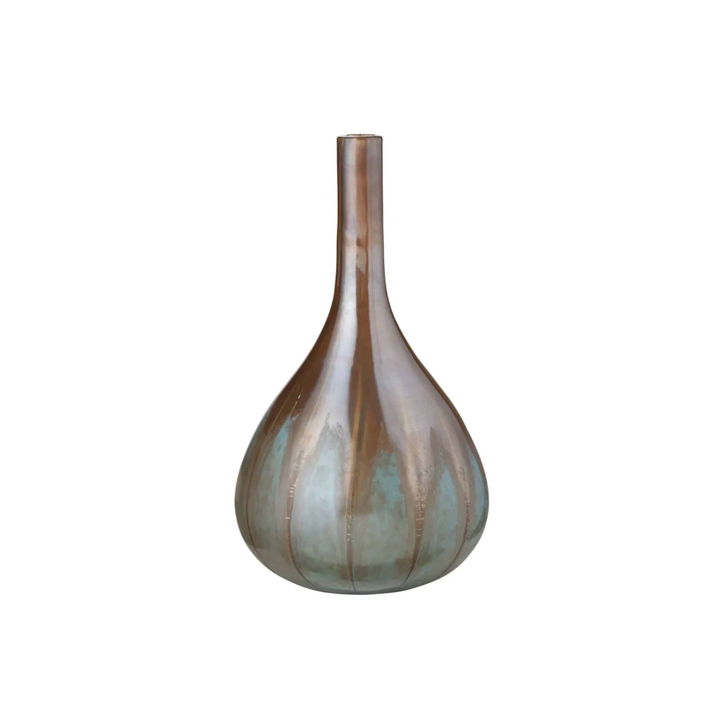 Large Bronze Glass Vase 9"W x 16"H