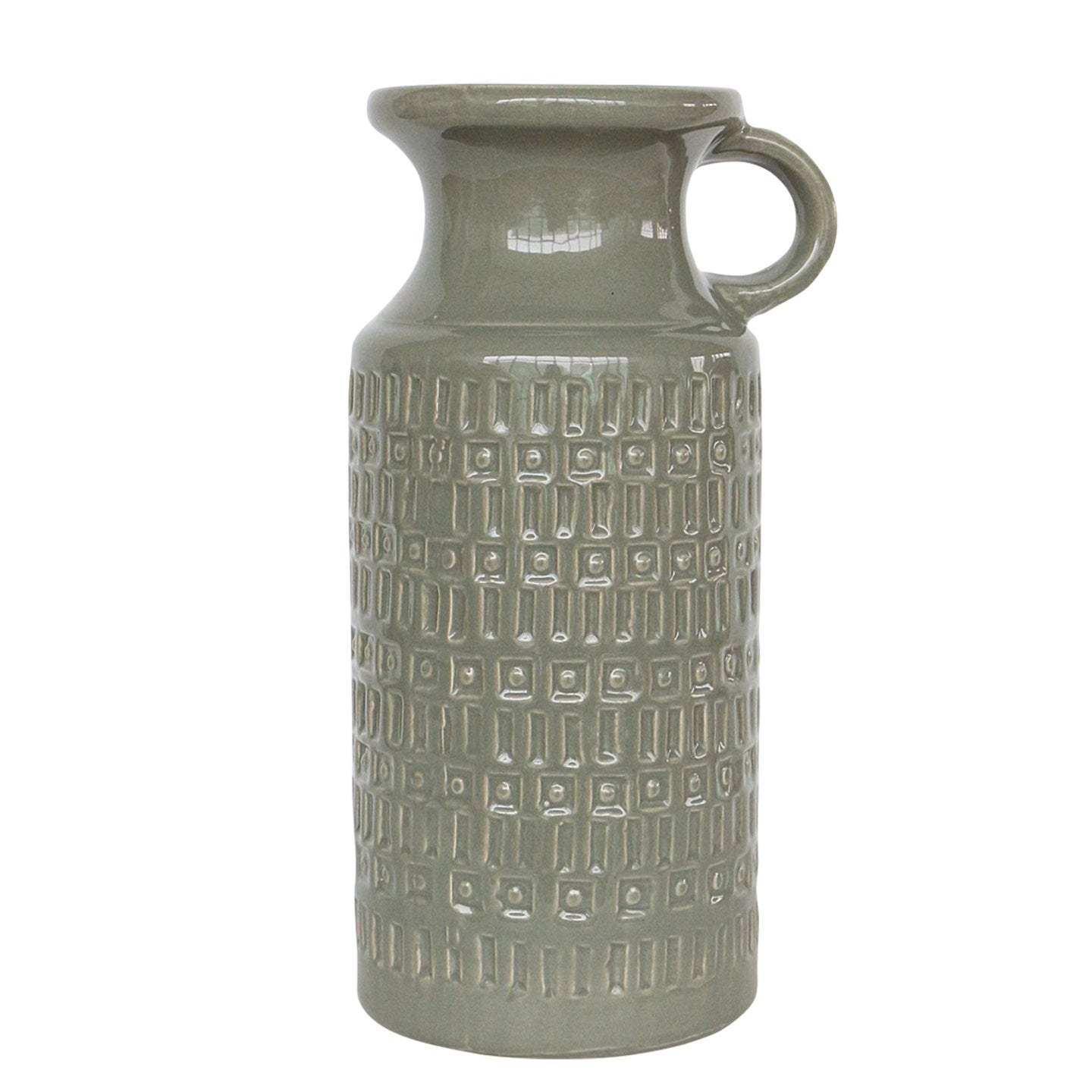 Olive Ceramic Pitcher 6"W x 13"H