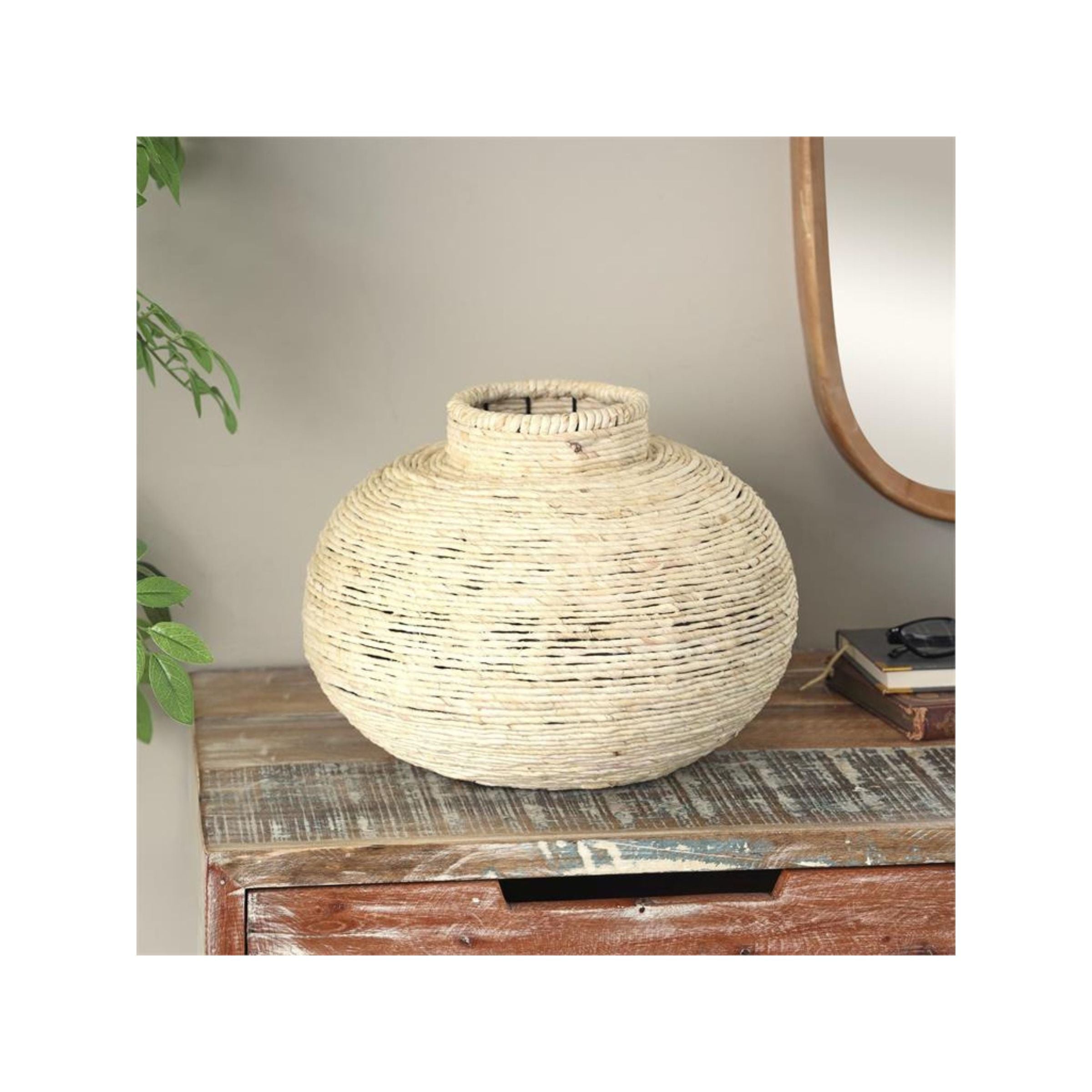 Wide Natural Seagrass Vase 15"W x 11"H