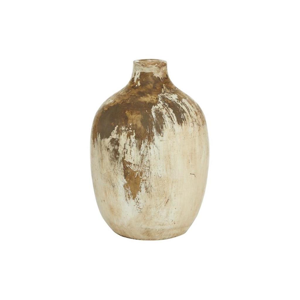 Small Brown and Cream Terracotta Vase 9"W x 13"H