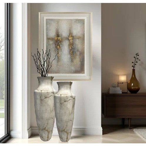 Anphora White and Metallic Gold Medium Floor Vase 14"W x 38"H