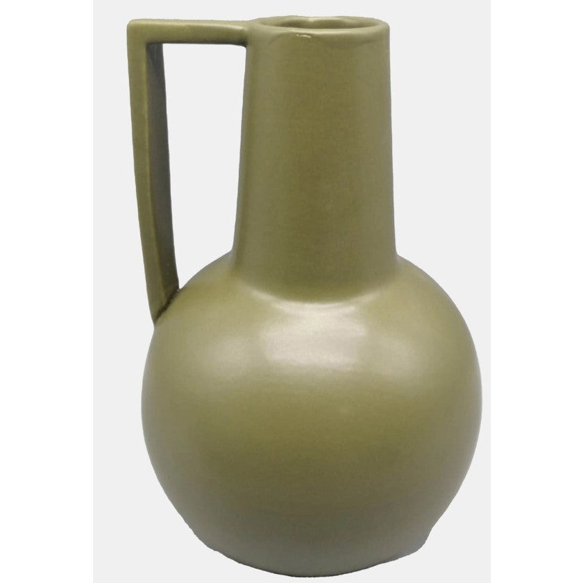Olive Ceramic Vase 6"W x 9"H