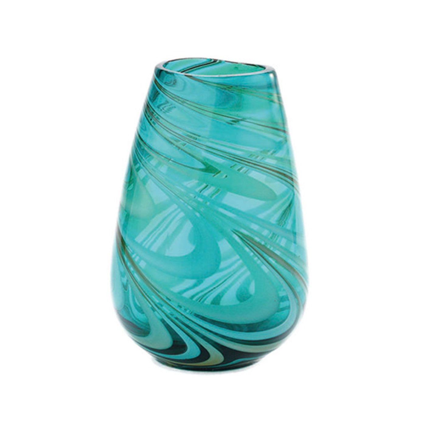 Green Swirl Glass Vase 7.5"W x 10.5"H