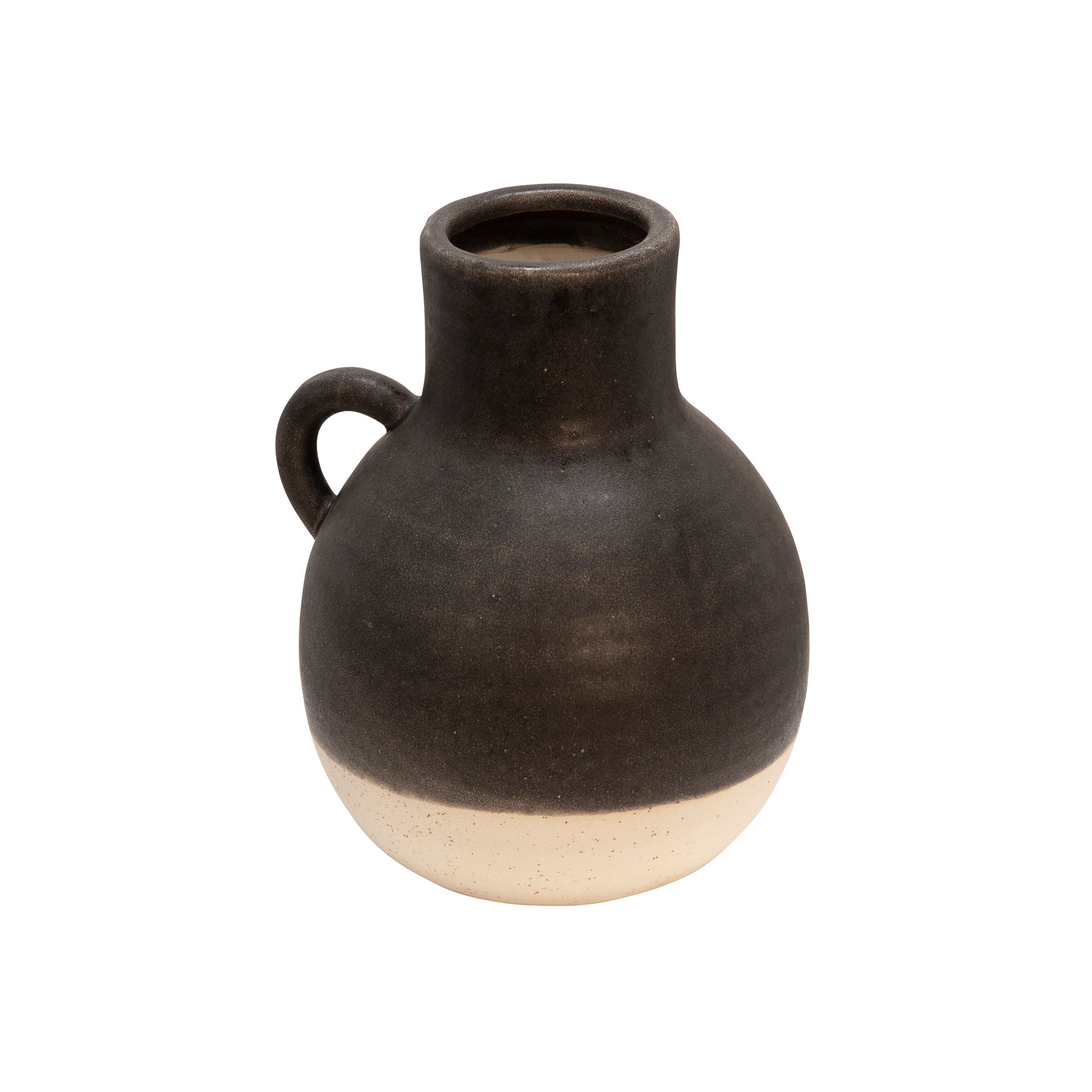 Small Black and Cream Ceramic Jug 7"W x 8.5"H