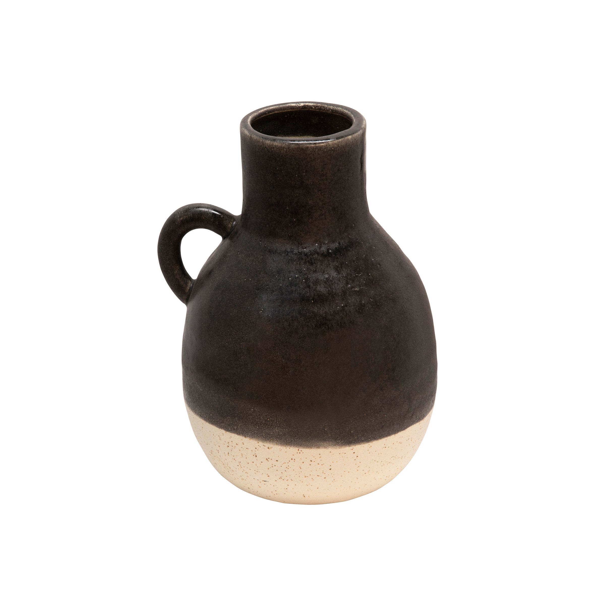 Large Black and Cream Ceramic Jug 7"W x 10"H