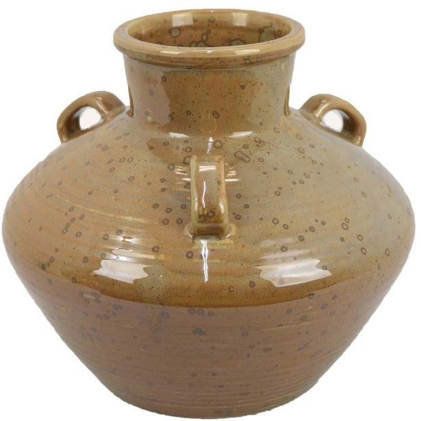 Short Mustard Ceramic Vase 11"W x 9.75"H