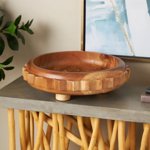 Teak Wood Bowl 18"L x 5"H