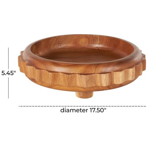 Teak Wood Bowl 18"L x 5"H
