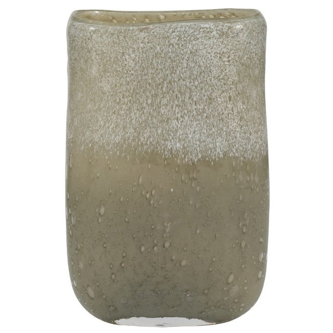 Short Green Glass Vase 7"W x 10"H