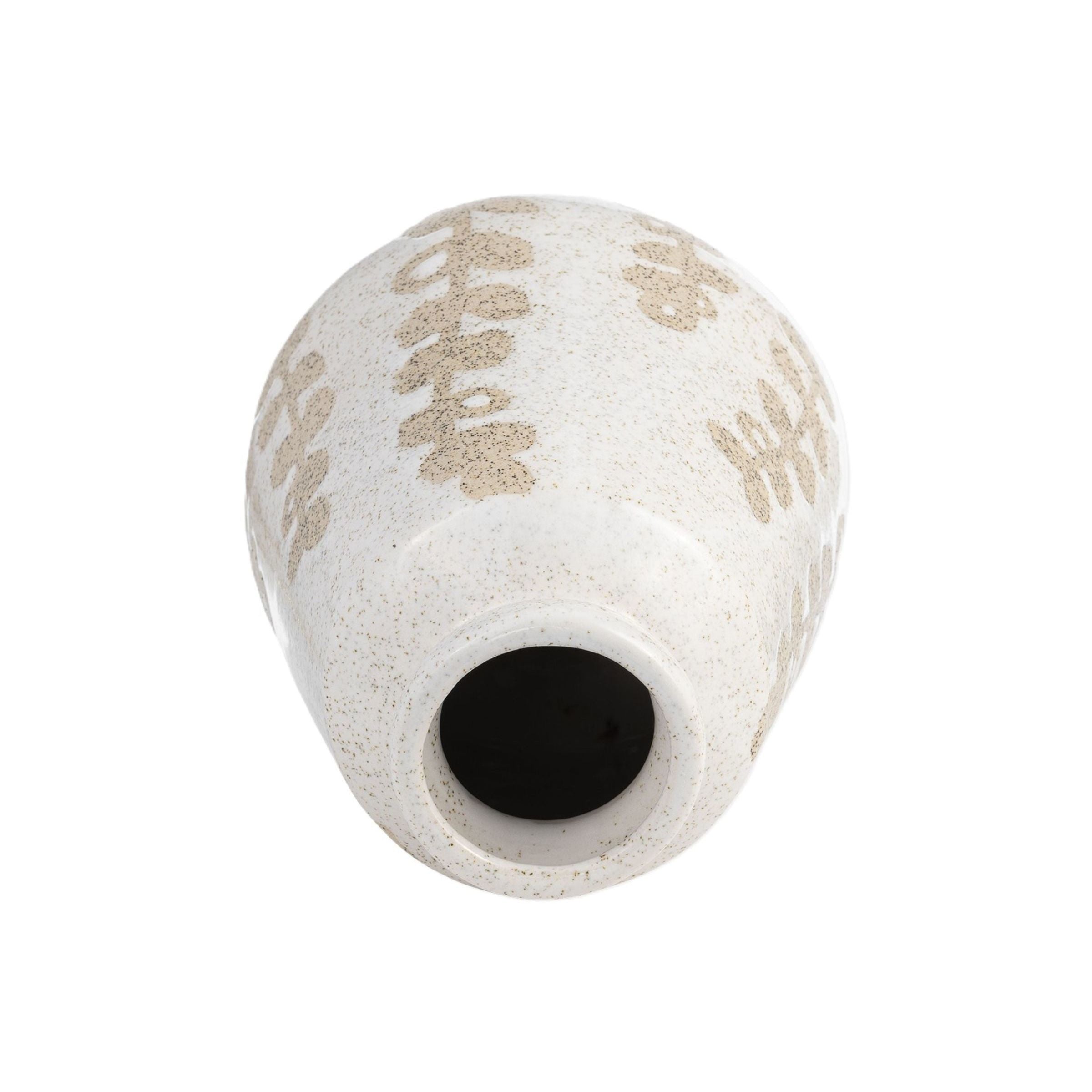 Ivory and Tan Botanical Vase 9"H