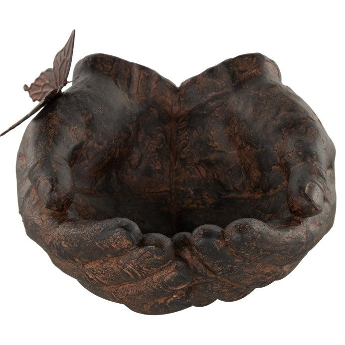 Brown Hands and Butterfly Bowl 8"W x 5"H