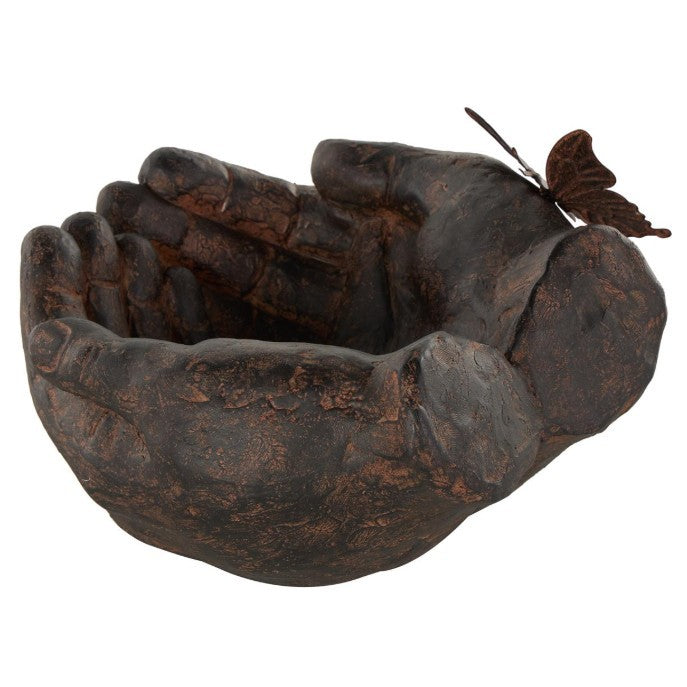 Brown Hands and Butterfly Bowl 8"W x 5"H