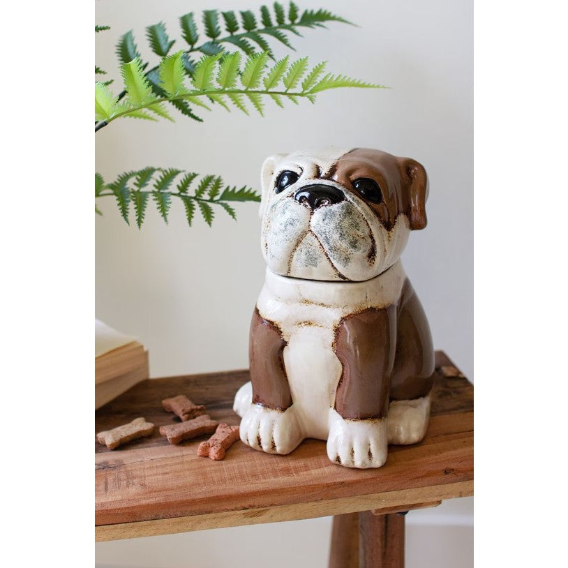 Ceramic Bulldog Canister 7.5"W x 10"H