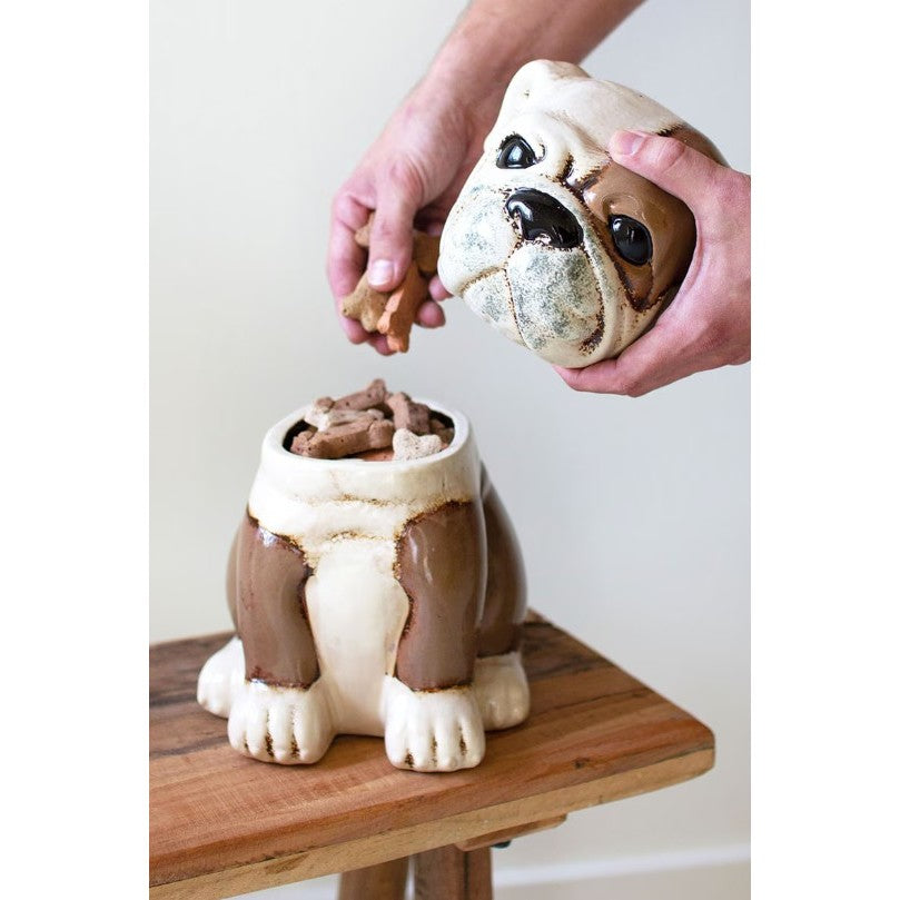 Ceramic Bulldog Canister 7.5"W x 10"H
