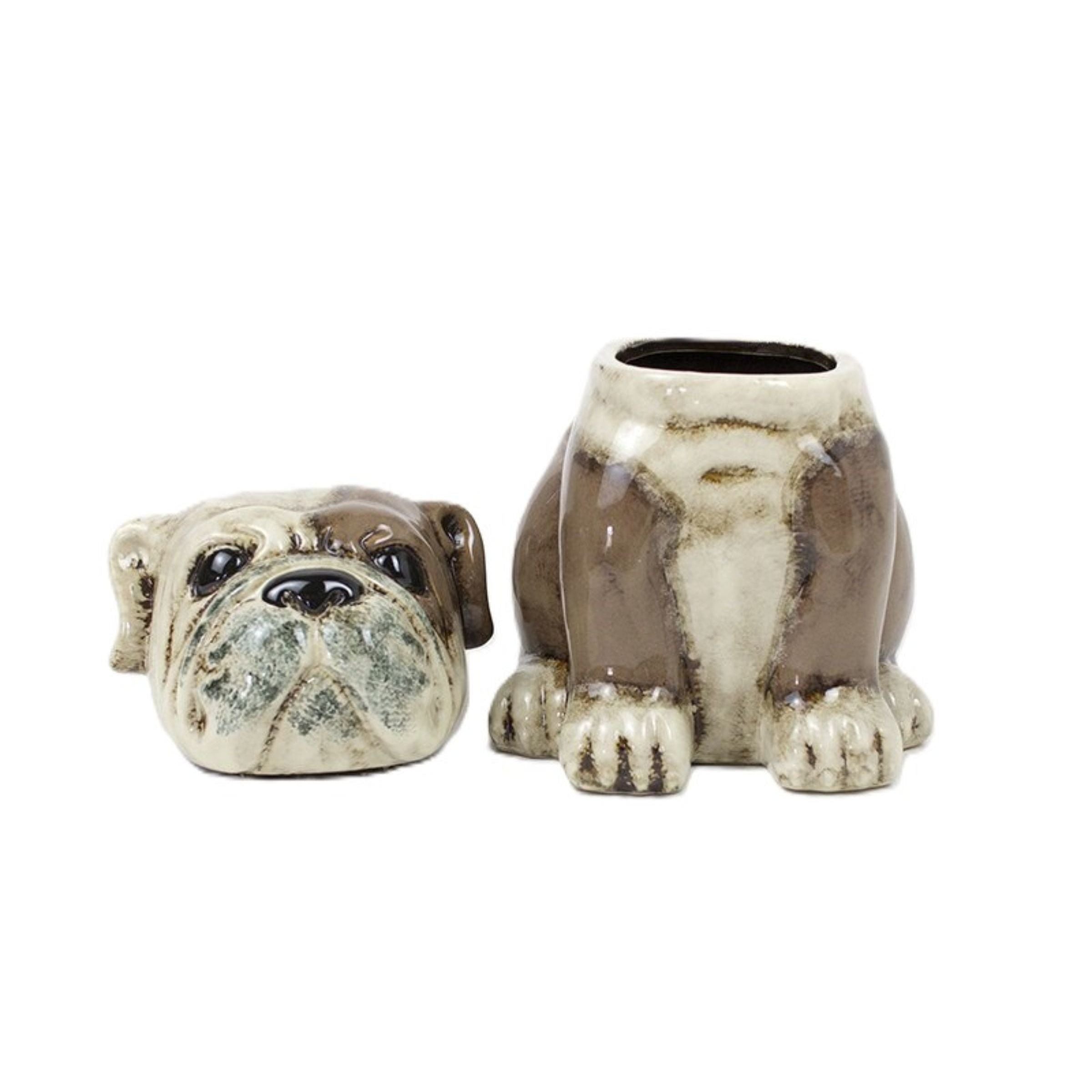Ceramic Bulldog Canister 7.5"W x 10"H