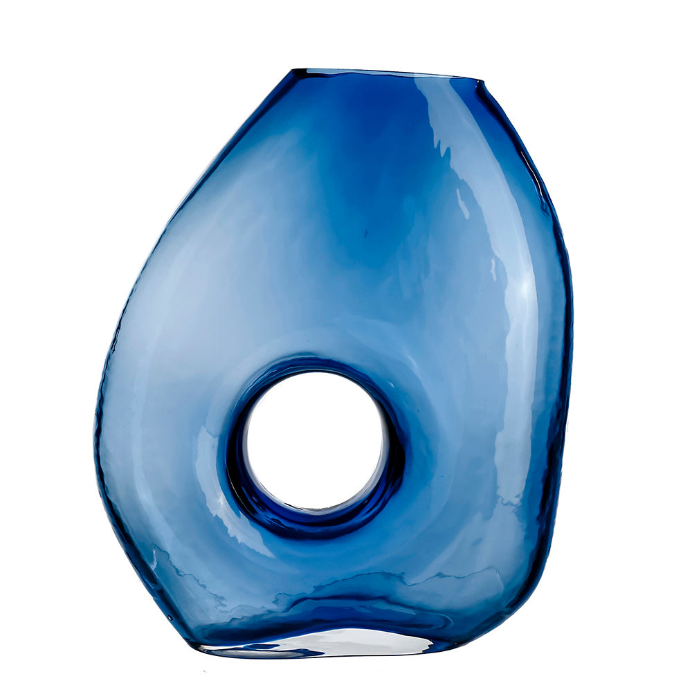 Blue Glass Vase 8"W x 10"H