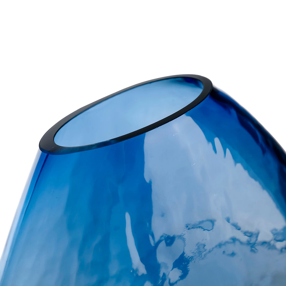 Blue Glass Vase 8"W x 10"H