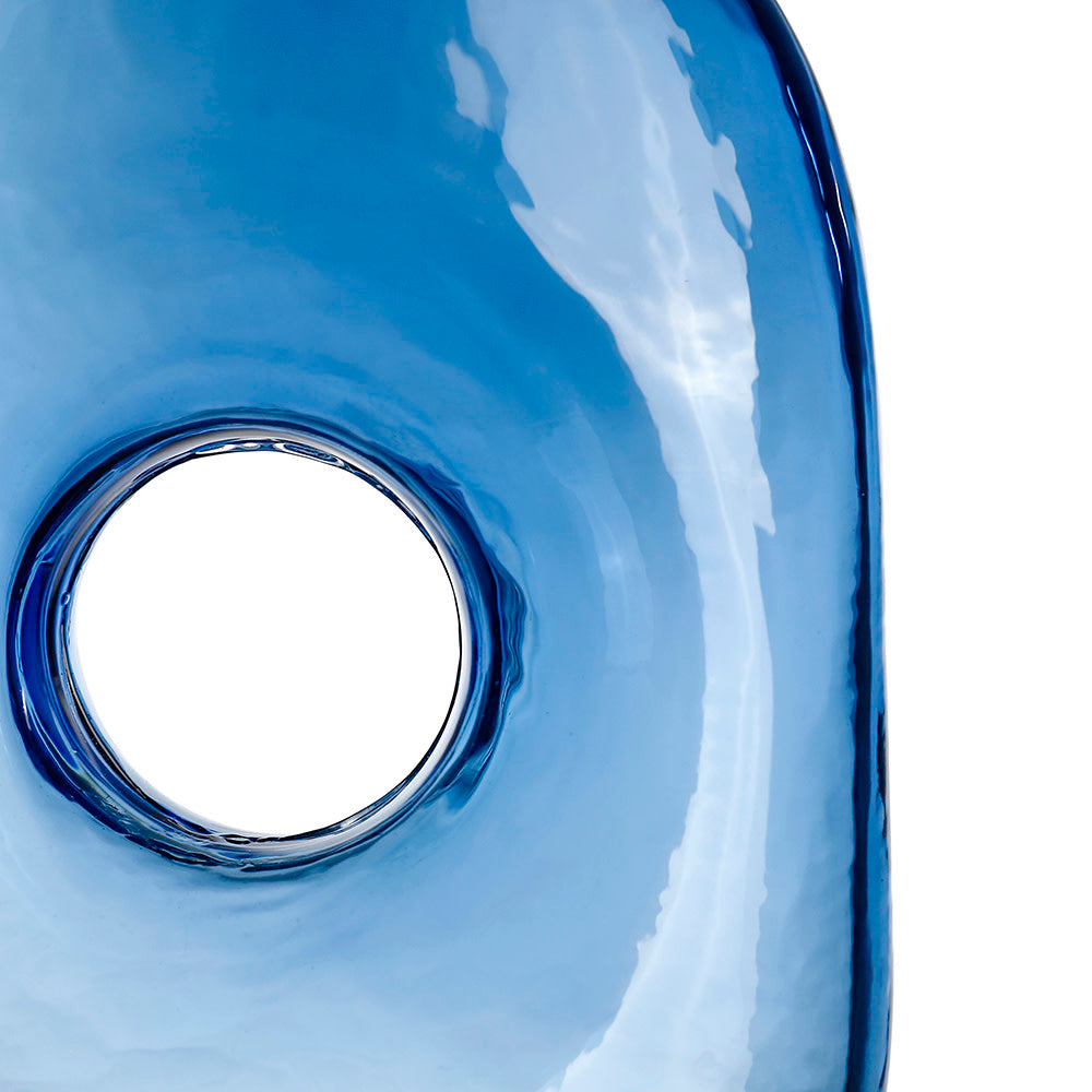 Blue Glass Vase 8"W x 10"H