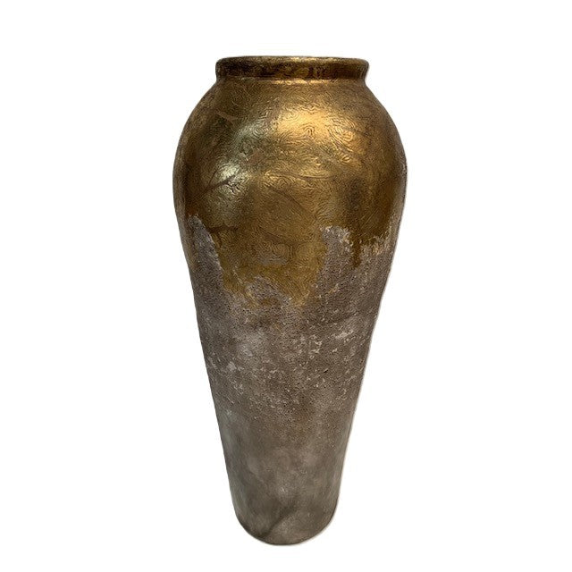 Large Jarron Gold and Tan Floor Vase 16"W x 43"H