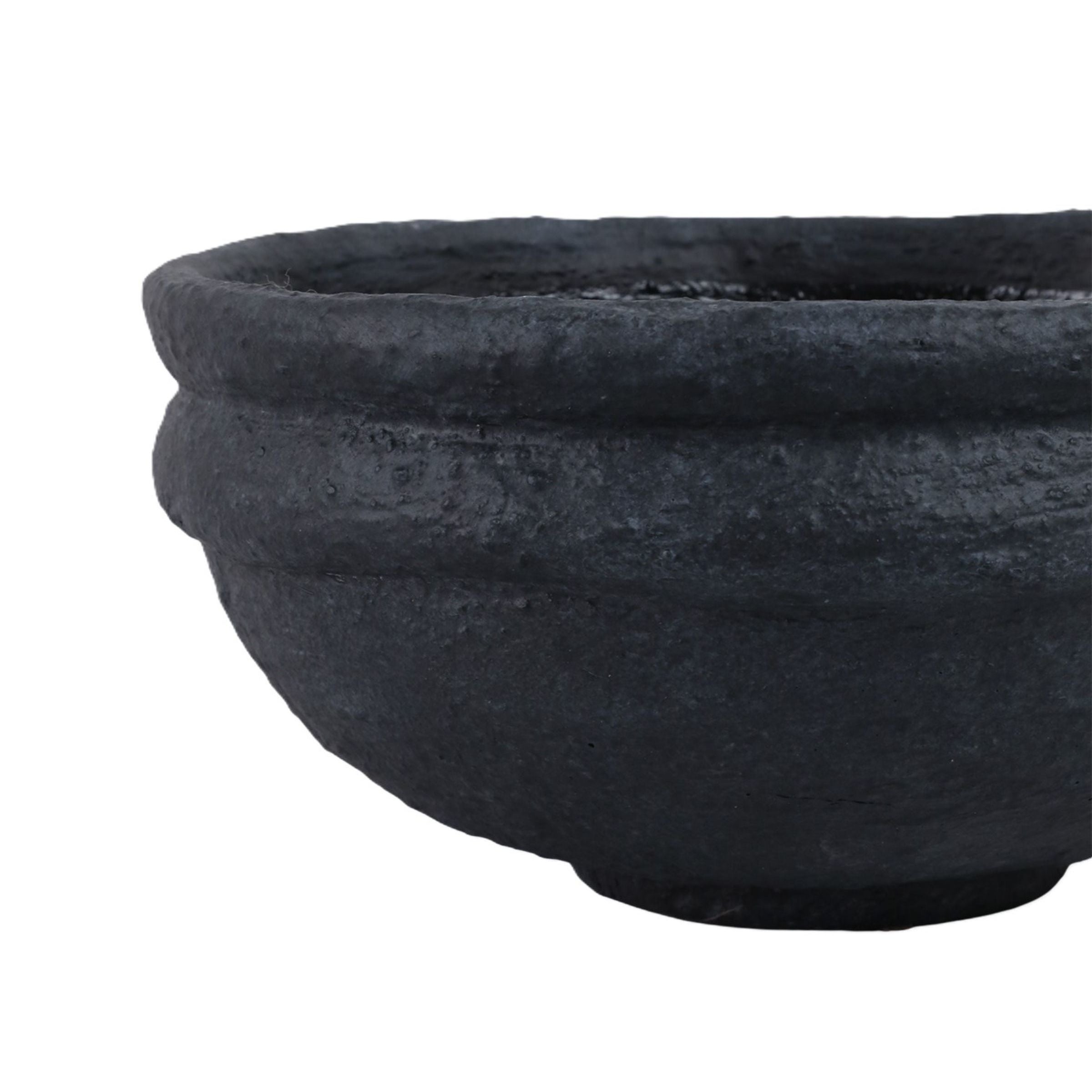 Black Textured Ceramic Bowl 12"W x 6"H