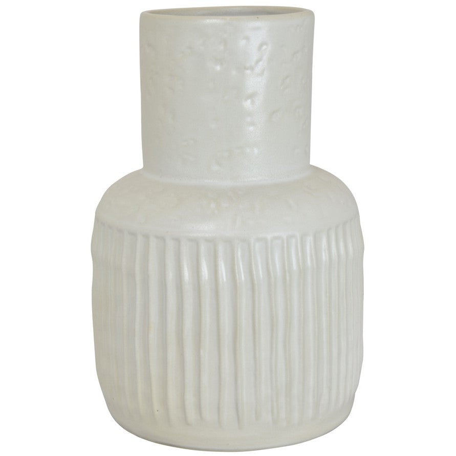 White Textured Ceramic Vase 7.75"W X 11.75"H