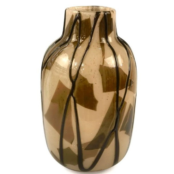 Brown Multi-Colored Glass Vase 9"W x 15"H