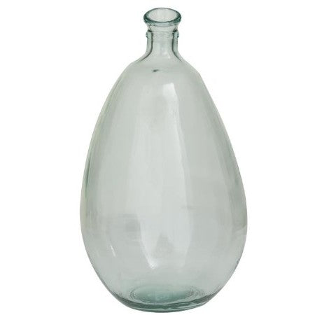 Tall Aqua and Clear Recycled Glass Vase 10"W x 18"H