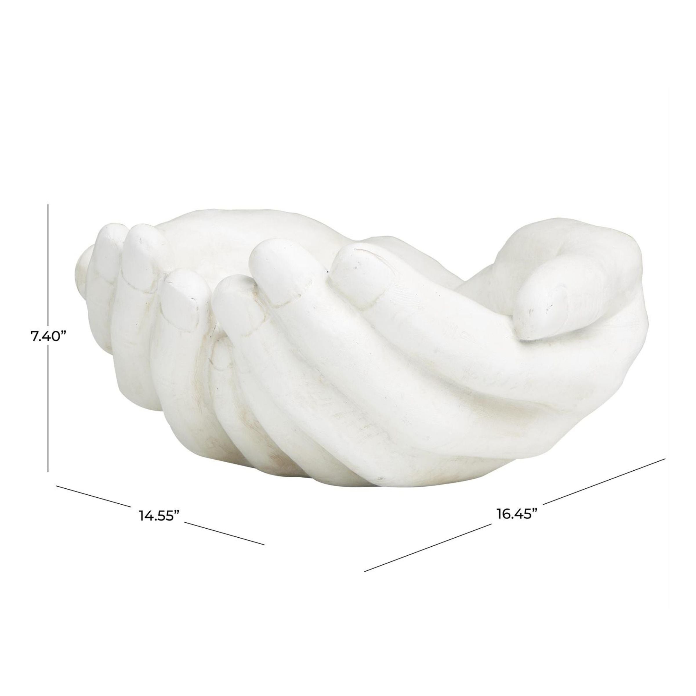 White Hands Bowl 16"W x 7"H