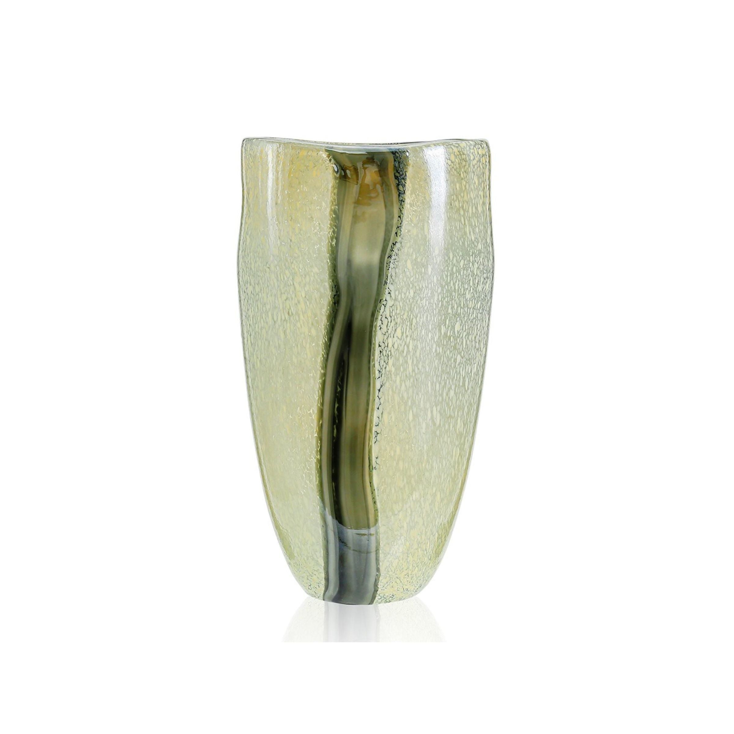 Large Frost and Green Glass Vase 8"W x 16"H