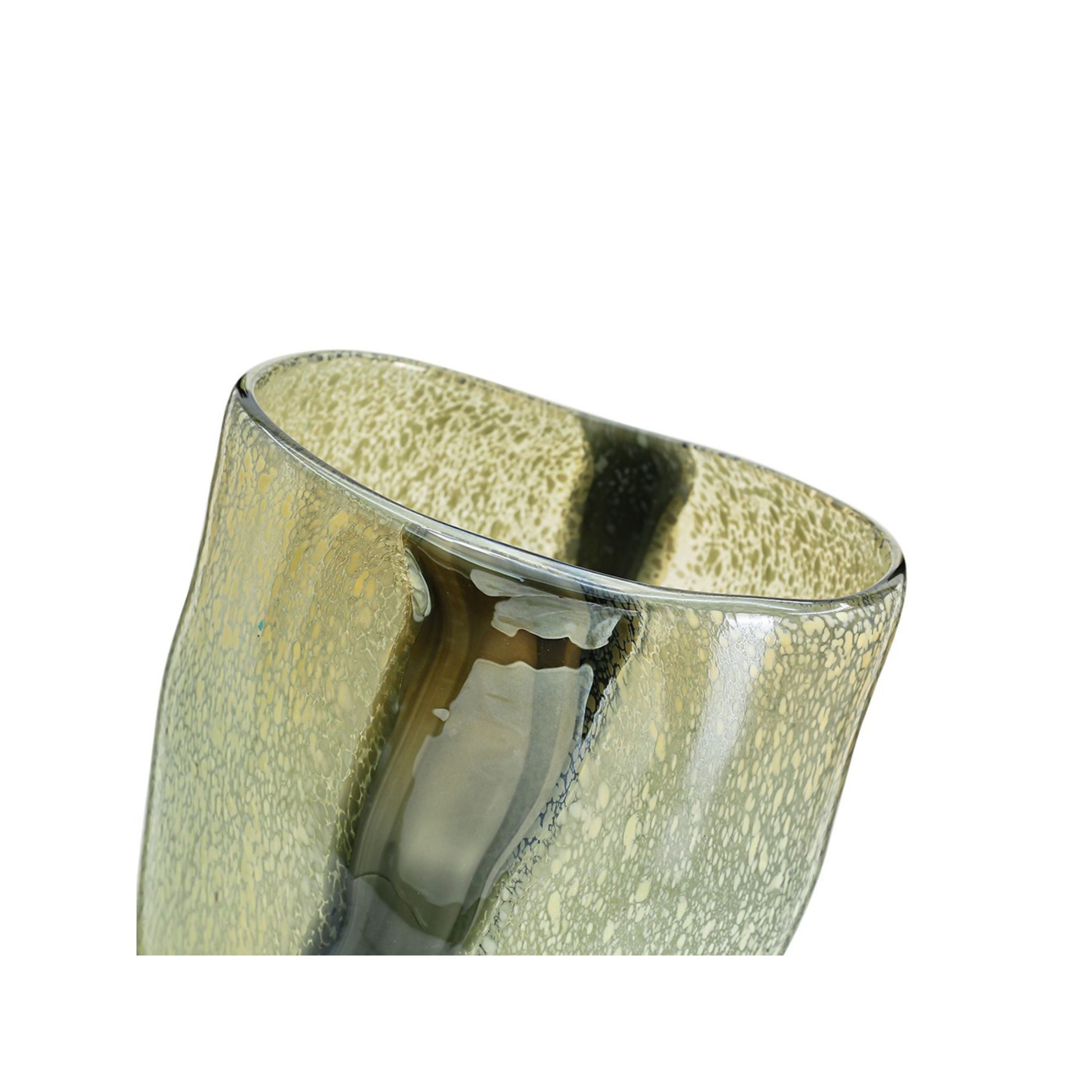 Large Frost and Green Glass Vase 8"W x 16"H