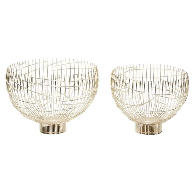 Set of 2 Gold Metal Bowls 18/21"W x 14/15"H