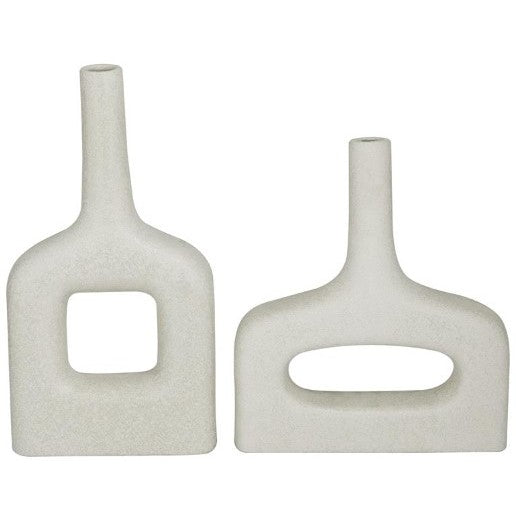 Set of 2 White Ceramic Vases 13/16"H