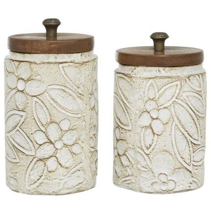 Set of 2 Jars with Lids 9/10"H