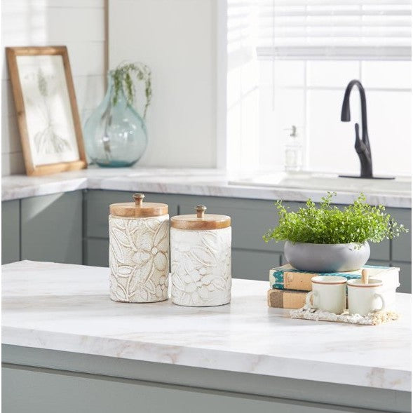 Set of 2 Jars with Lids 9/10"H