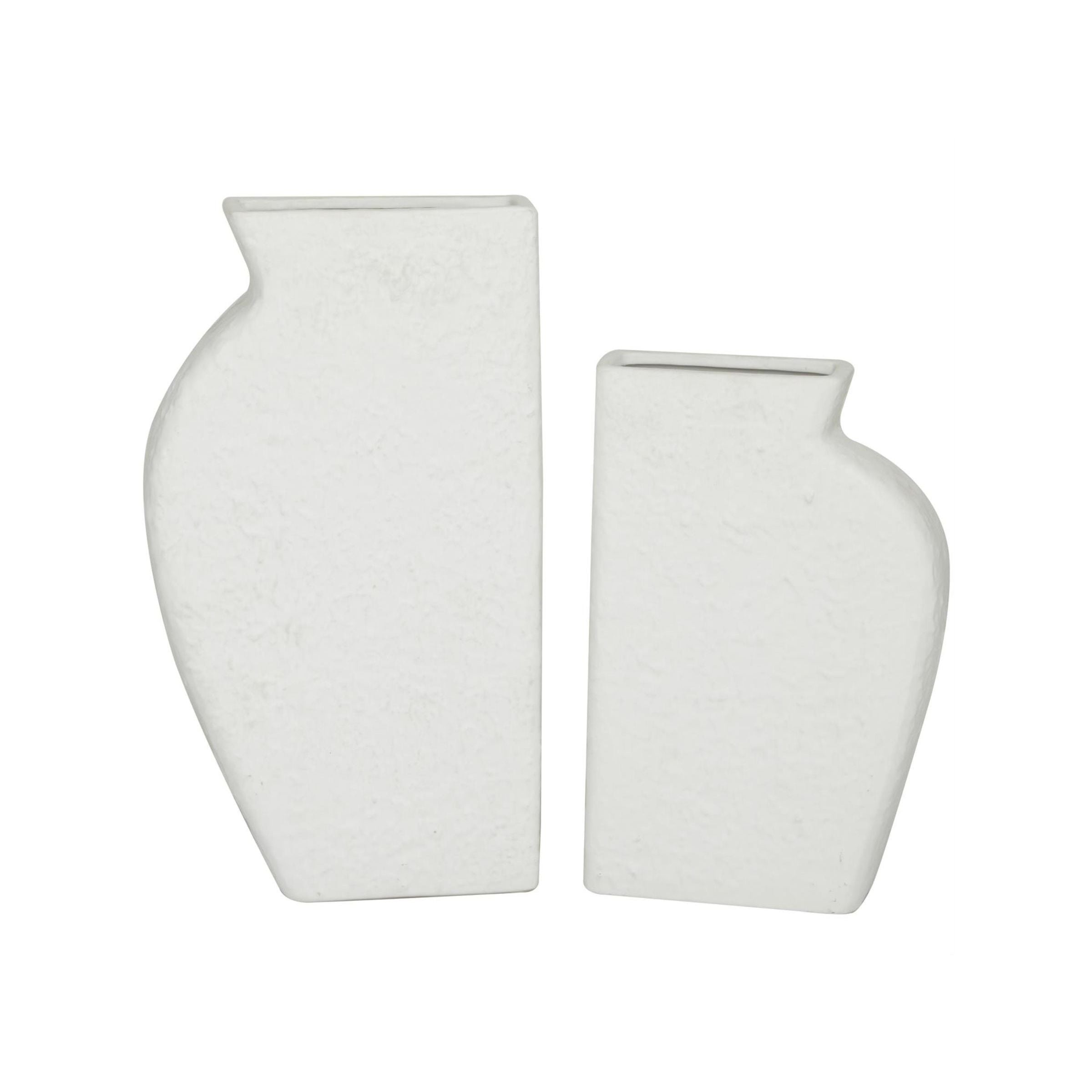 Set of 2 White Ceramic Urn Vases 3"W x 11/14"H
