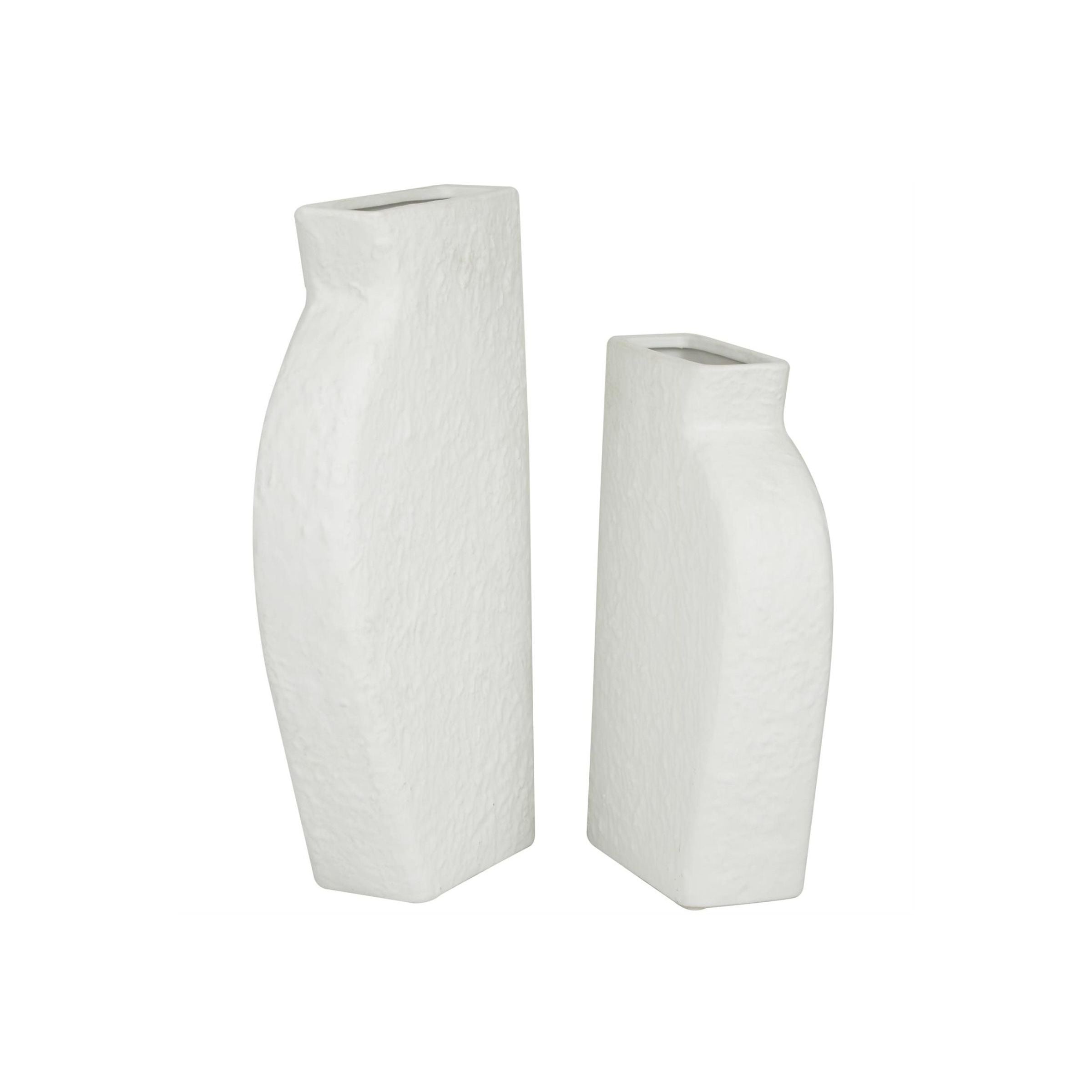 Set of 2 White Ceramic Urn Vases 3"W x 11/14"H